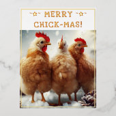 おもしろいクリスマス引用文かわいいおもしろいチックス写真 箔シーズンポストカード (正面)