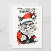 おもしろいクリスマス引用文かわいいサお洒落ンタ猫 シーズンカード (正面)