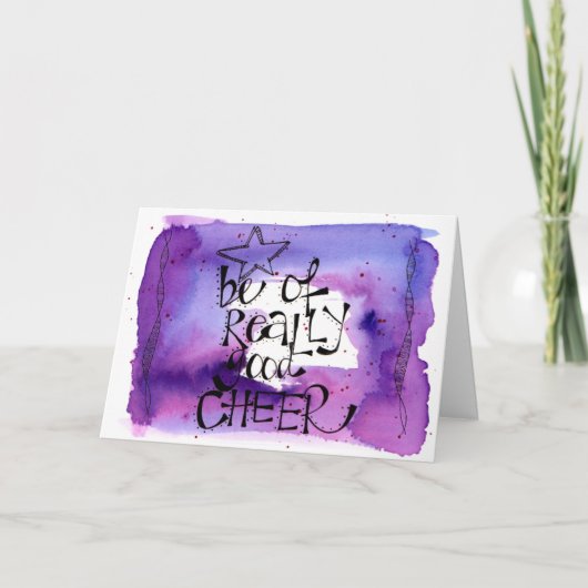 おもしろいクリスマス引用文水彩レタリング シーズンカード (正面)