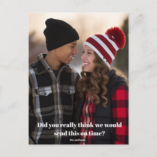 おもしろいクリスマス後期の家族の写真の遅い休日 ポストカード (正面)
