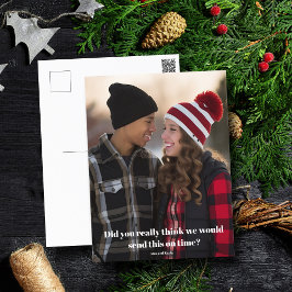 おもしろいクリスマス後期の家族の写真の遅い休日 ポストカード