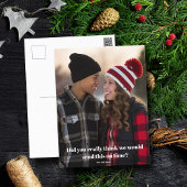 おもしろいクリスマス後期の家族の写真の遅い休日 ポストカード