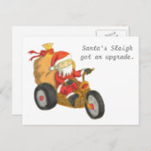 おもしろいクリスマス得のサンタのソリ シーズンポストカード (正面/裏面)