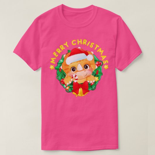 おもしろいクリスマス恐竜の木のレックス Tシャツ (デザイン正面)