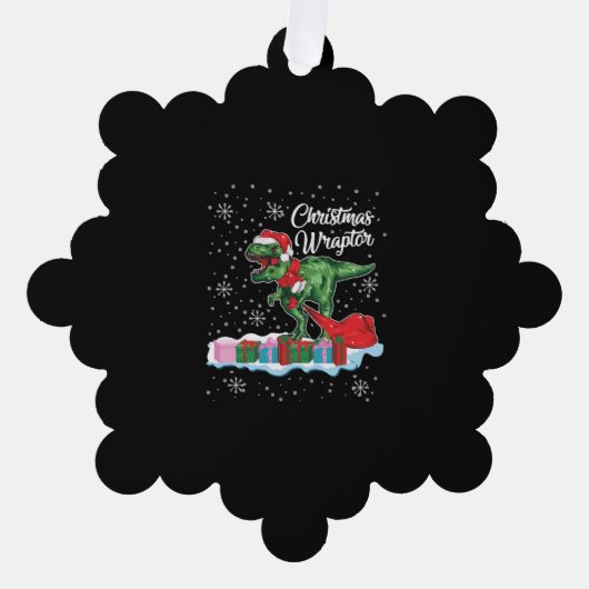 おもしろいクリスマス恐竜ラプターヴェロキラプター オーナメントカード (正面)