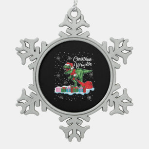 おもしろいクリスマス恐竜ラプターヴェロキラプター スノーフレークピューターオーナメント