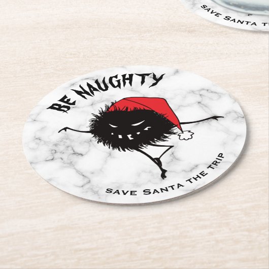 おもしろいクリスマス悪キャラクターベいけなス ラウンドペーパーコースター (アングル)