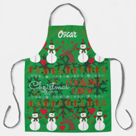 おもしろいクリスマス料理クルー編集可能 エプロン