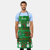 おもしろいクリスマス料理クルー編集可能 エプロン (着用した状態)