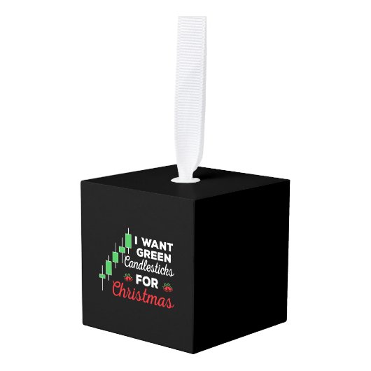 おもしろいクリスマス株式市場 キューブオーナメント (正面アングル)