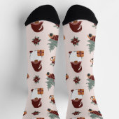 おもしろいクリスマス格言とツリーパターン付き車 ソックス (上部)