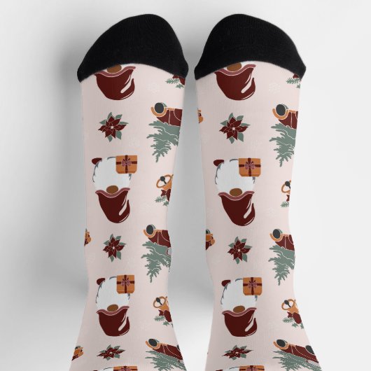 おもしろいクリスマス格言とツリーパターン付き車 ソックス (上部)