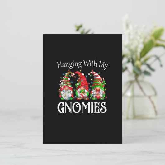 おもしろいクリスマス格言ぶら下がったと私のGnomies家族 招待状 (スタンド正面)