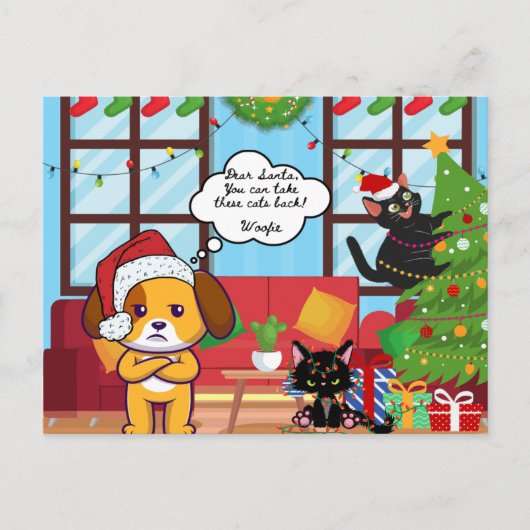 おもしろいクリスマス気分のバウムドッグ シーズンポストカード (正面)