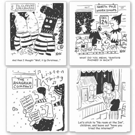 おもしろいクリスマス漫画はシールとしてジョーク シール (正面)