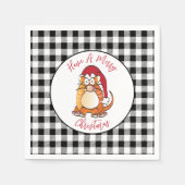 おもしろいクリスマス漫画キャットサンタハットホリデー スタンダードカクテルナプキン (正面)