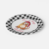 おもしろいクリスマス漫画キャットサンタハットホリデー ペーパープレート (アングル)