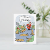 おもしろいクリスマス漫画トナカイの髪とフリース シーズンポストカード (スタンド正面)