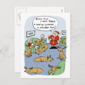 おもしろいクリスマス漫画トナカイの髪とフリース シーズンポストカード (正面/裏面)