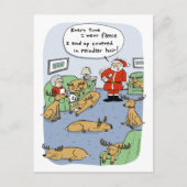 おもしろいクリスマス漫画トナカイの髪とフリース シーズンポストカード (正面)