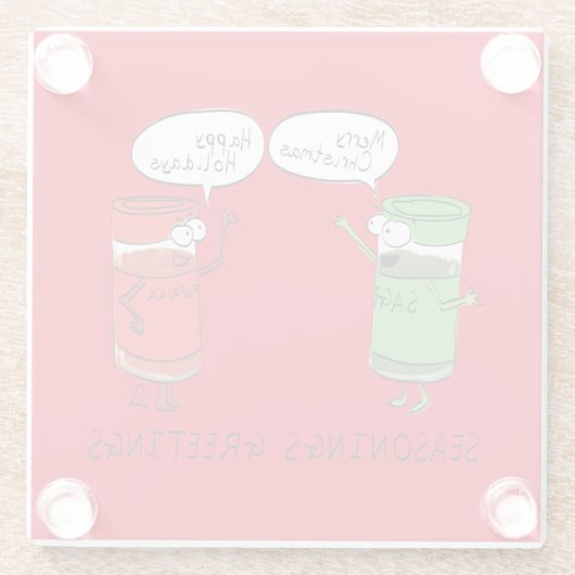 おもしろいクリスマス漫画料理スパイス ガラスコースター (裏面)