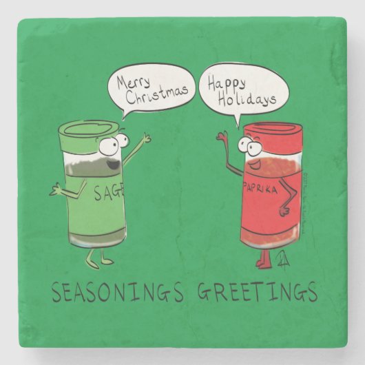 おもしろいクリスマス漫画料理スパイス ストーンコースター (正面)