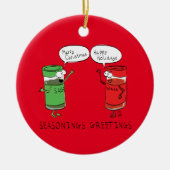 おもしろいクリスマス漫画料理スパイス セラミックオーナメント (正面)