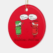 おもしろいクリスマス漫画料理スパイス セラミックオーナメント (左)