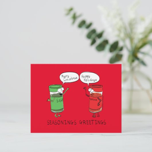 おもしろいクリスマス漫画料理スパイス ポストカード (スタンド正面)