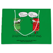 おもしろいクリスマス漫画料理スパイス ラージペーパーバッグ (正面)