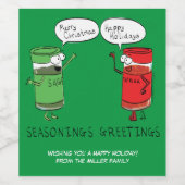 おもしろいクリスマス漫画料理スパイス ワインラベル (シングルラベル)