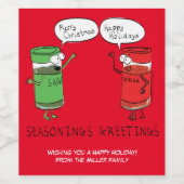 おもしろいクリスマス漫画料理スパイス ワインラベル (シングルラベル)