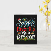 おもしろいクリスマス照明サンタお気に入りののバス運転手Chri カード (黄色い花)