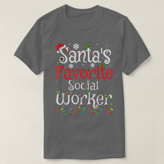 おもしろいクリスマス照明サンタズお気に入りのソーシャルワーカー Tシャツ (デザイン正面)