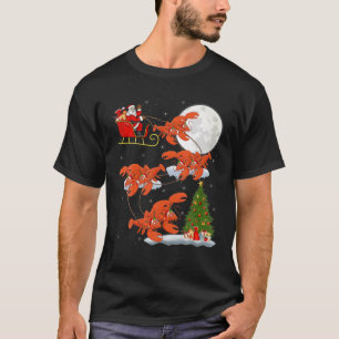 おもしろいクリスマス照明ツリーサンタライディングロブスターチリ Tシャツ