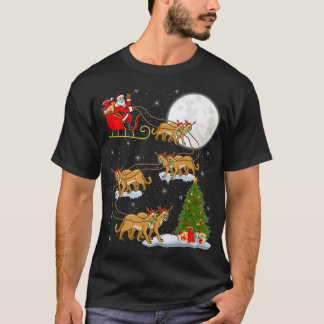 おもしろいクリスマス照明ツリーサンタリディングクーガークリス Tシャツ