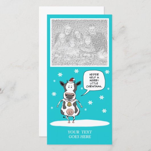 おもしろいクリスマス牛のカスタマイズ可能な写真カード シーズンカード (正面/裏面)