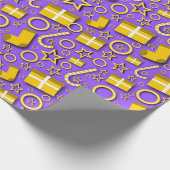 おもしろいクリスマス物オンパープル ラッピングペーパー (角)