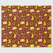 おもしろいクリスマス物オンマルーン ラッピングペーパー (フラット)