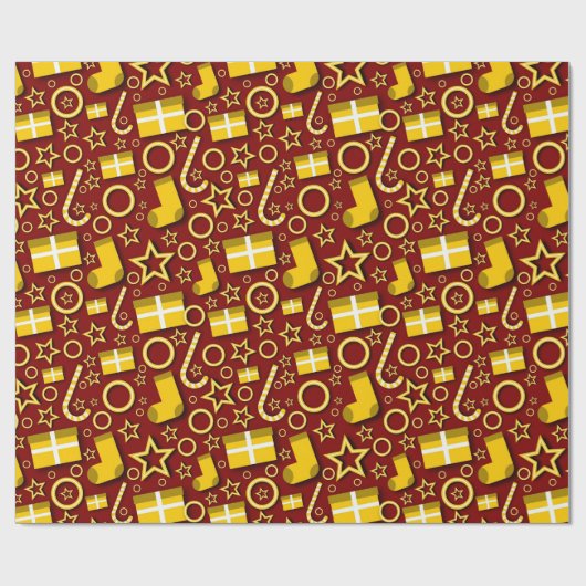 おもしろいクリスマス物オンマルーン ラッピングペーパー (フラット)