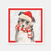おもしろいクリスマス犬オーストラリア羊飼いパーティー スタンダードカクテルナプキン (正面)