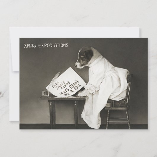 おもしろいクリスマス犬クリスマス期待ホリデー シーズンカード (正面)