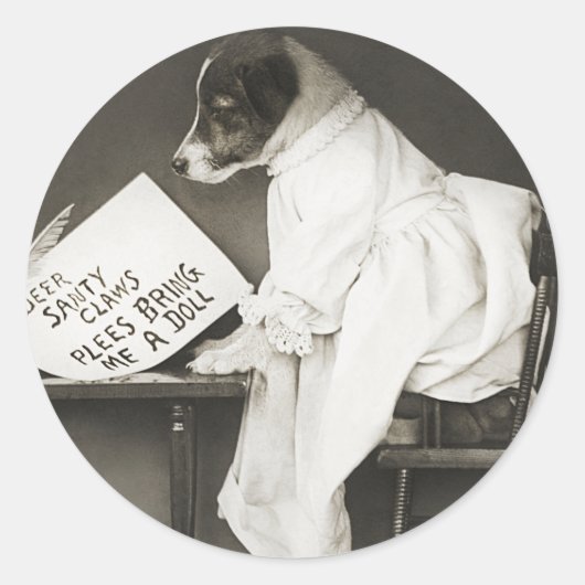 おもしろいクリスマス犬クリスマス期待ホリデー ラウンドシール (正面)