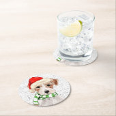 おもしろいクリスマス犬ジャック・ラッセル・テリア品種 ラウンドペーパーコースター (インサイチュ)