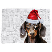 おもしろいクリスマス犬ダッシュント恋人の言葉 ラージペーパーバッグ (正面)