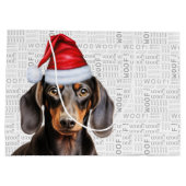 おもしろいクリスマス犬ダッシュント恋人の言葉 ラージペーパーバッグ (裏面)