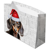 おもしろいクリスマス犬ダッシュント恋人の言葉 ラージペーパーバッグ (裏面アングル)