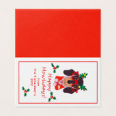 おもしろいクリスマス犬ハウリデイかわいい犬の折り畳みカード (外部フラット)