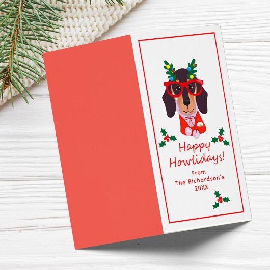 おもしろいクリスマス犬ハウリデイかわいい犬の折り畳みカード