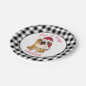 おもしろいクリスマス犬マンガサンタハットホリデー ペーパープレート (アングル)